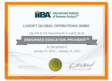 Luxoft Training jest dostawcą usług edukacyjnych IIBA